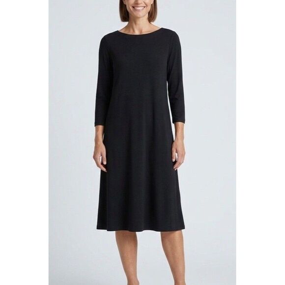 J. Jill Dresses & Skirts - J. Jill Wearever Collection Black Knit A-Line Dress Size Small Pockets Lagenlook